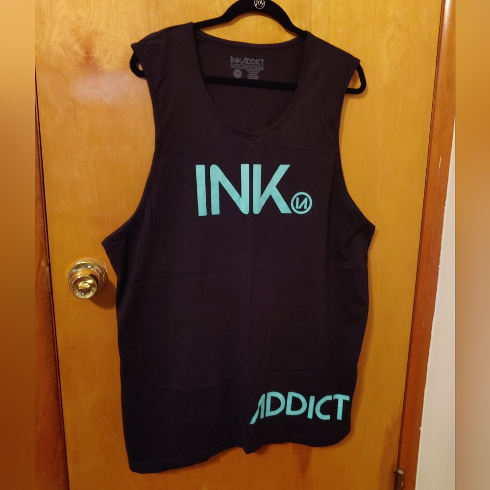 Ink Addict Black Turquoise Tank Top Women's Size 2XL